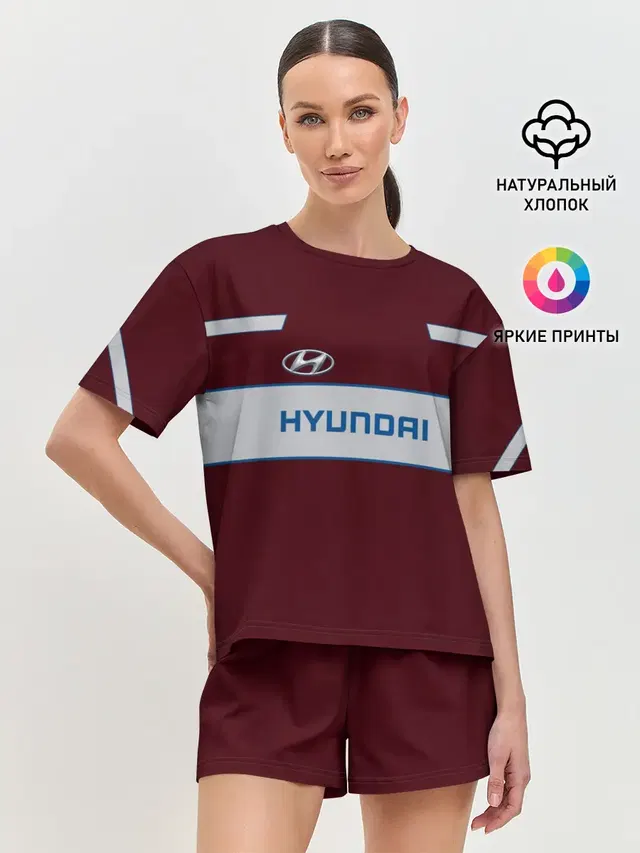 Женская пижама с шортами с принтом «Hyundai»