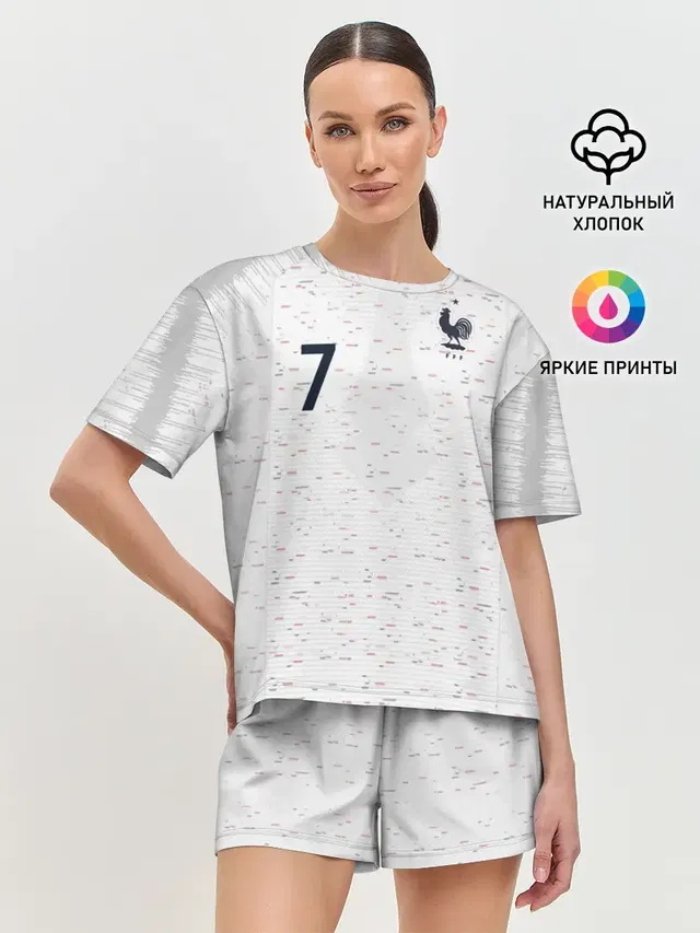 Женская пижама с шортами с принтом «Сборная Франции — Griezmann away WC 2018»