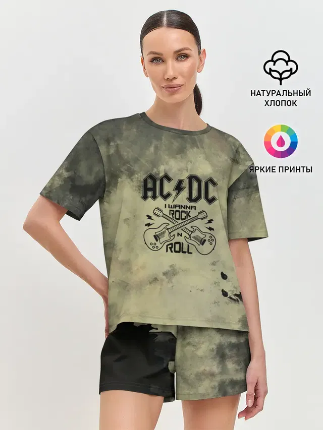 Женская пижама с шортами с принтом «AC/DC»