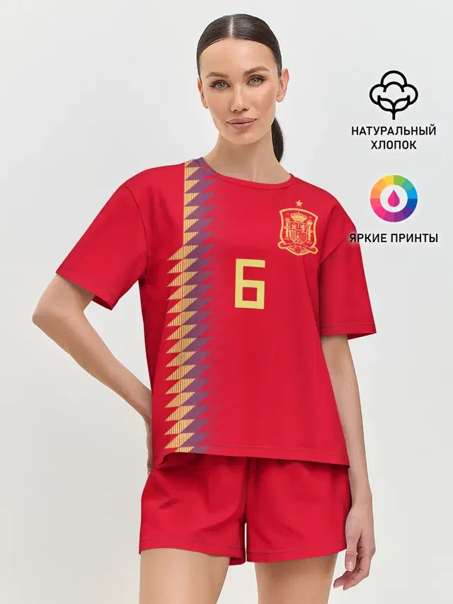 Женская пижама с шортами с принтом «Сборная Испании — Iniesta home WC 2018»