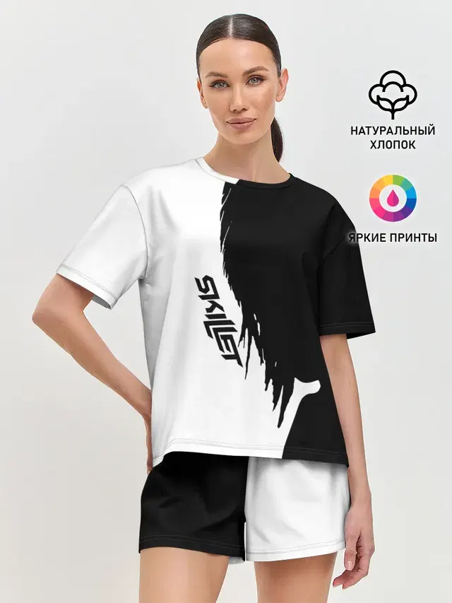 Женская пижама с шортами с принтом «Silhouette»