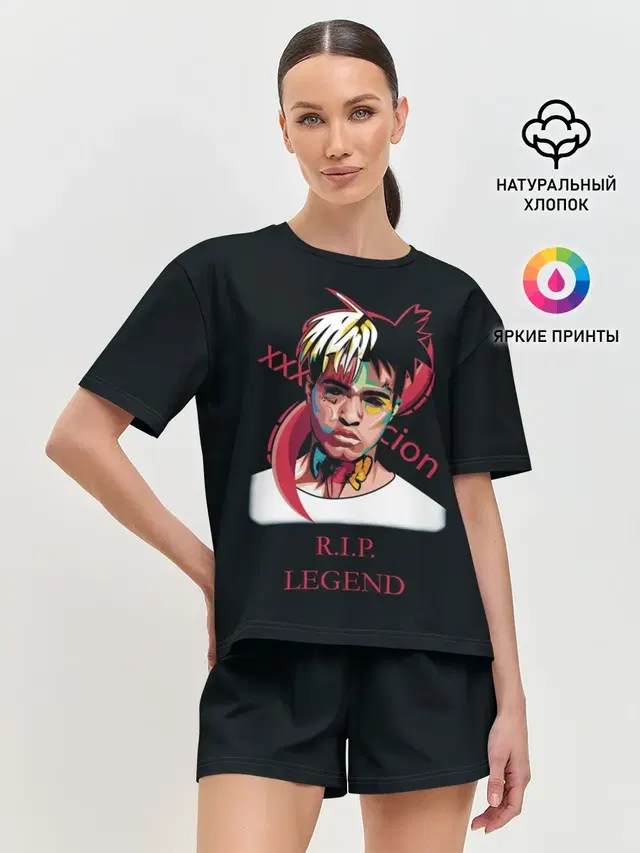 Женская пижама с шортами с принтом «XXXtentacion — RIP Legend 2»
