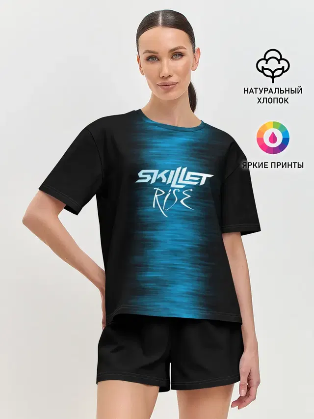 Женская пижама с шортами с принтом «Skillet Rise»