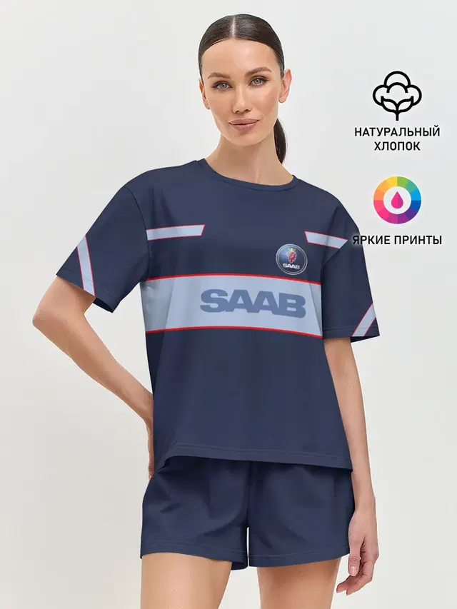 Женская пижама с шортами с принтом «Saab»