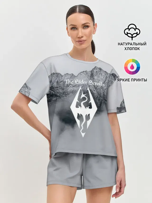 Женская пижама с шортами с принтом «The Elder Scrolls — TES V SKYRIM»