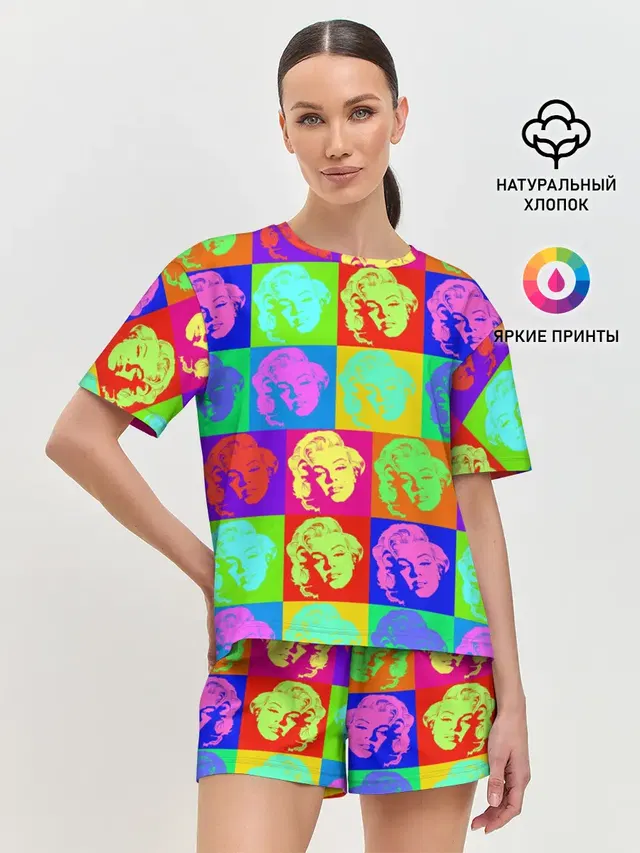 Женская пижама с шортами с принтом «Модные — pop-art Marilyn Monroe»