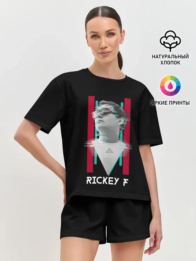 Женская пижама с шортами с принтом «Rickey F — Rickey F Glitch»