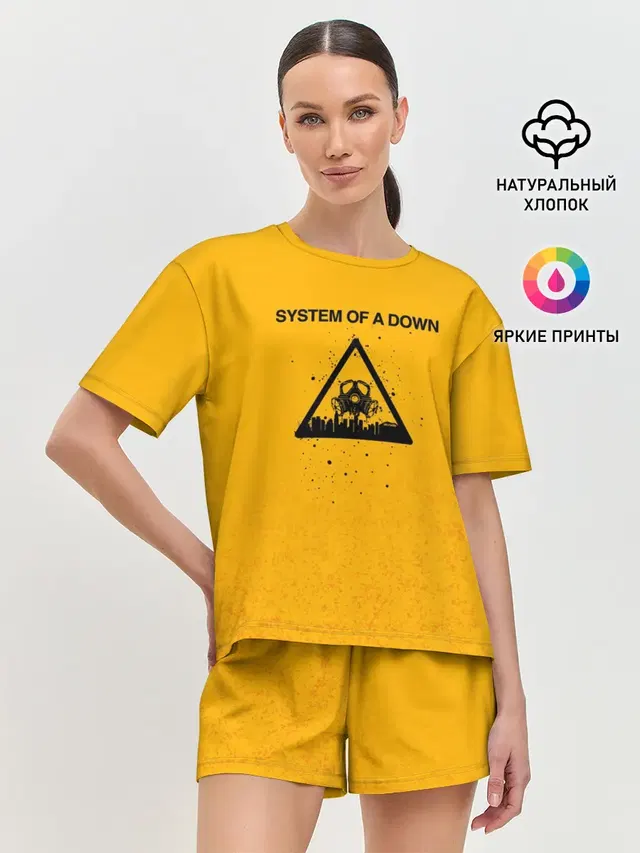 Женская пижама с шортами с принтом «Gas mask»