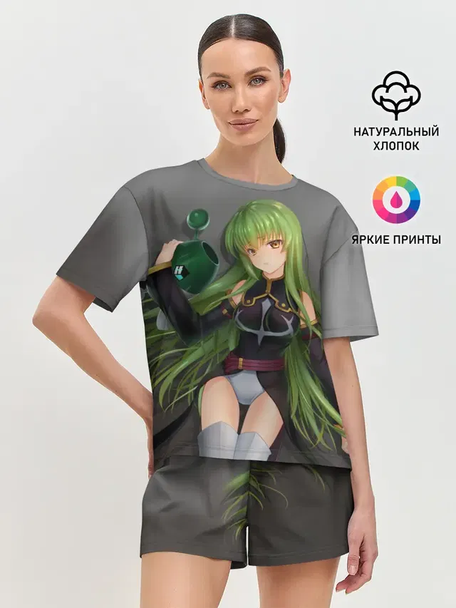 Женская пижама с шортами с принтом «Code Geass — Code Geass art gray»