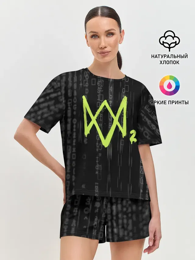Женская пижама с шортами с принтом «WD2»
