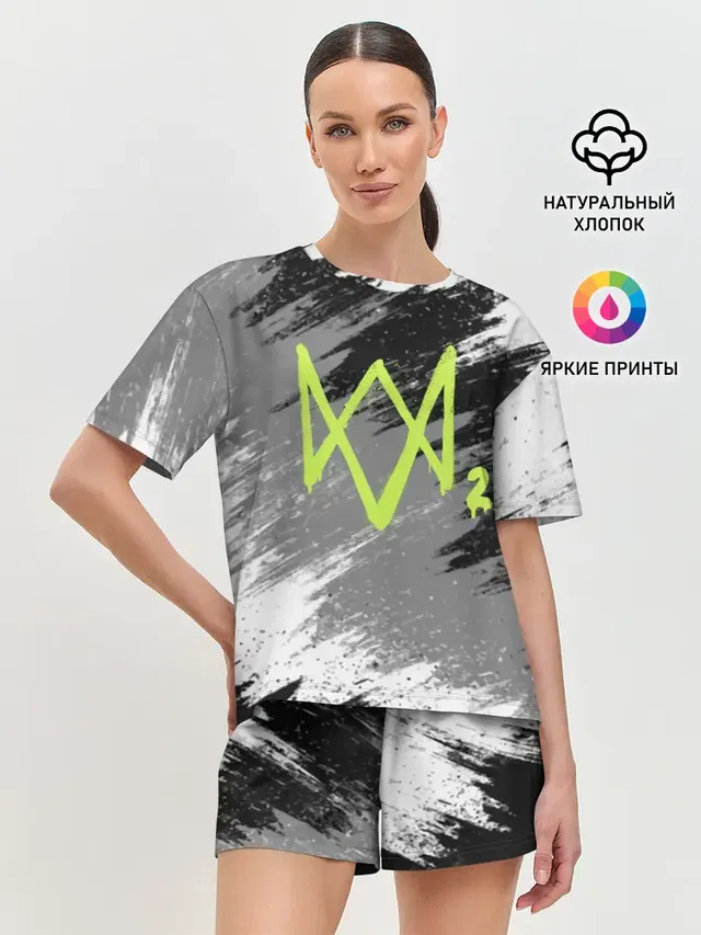 Женская пижама с шортами с принтом «Graffiti style»