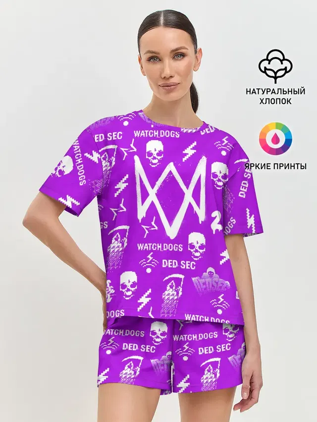 Женская пижама с шортами с принтом «Skull»