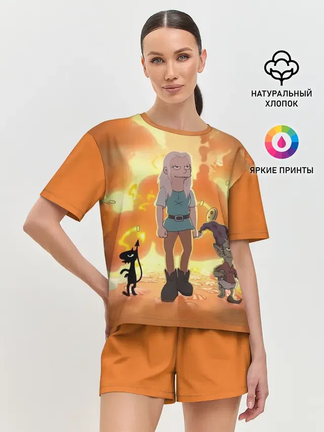 Женская пижама с шортами с принтом «Разочарование»