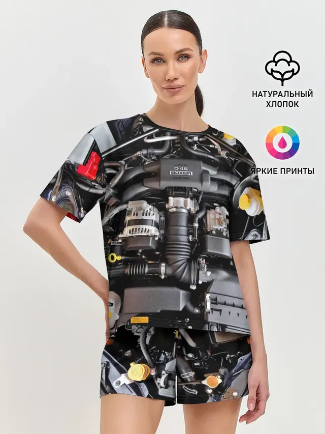 Женская пижама с шортами с принтом «Тойота — Engine»
