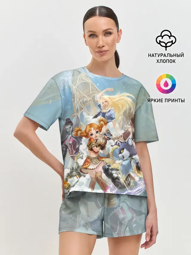 Женская пижама с шортами с принтом «LineAge II — La la la»