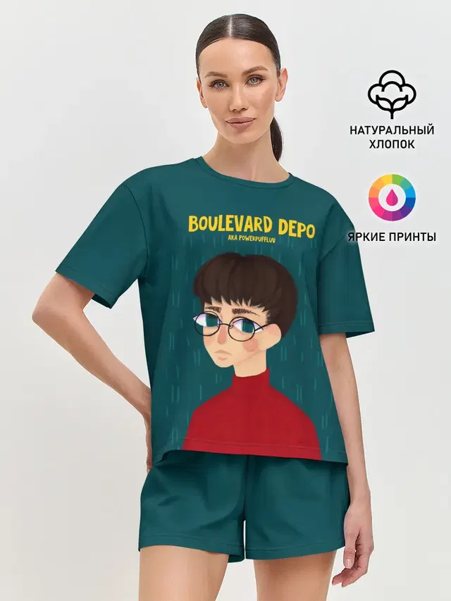 Женская пижама с шортами с принтом «Boulevard Depo — Powerpuff Luv»