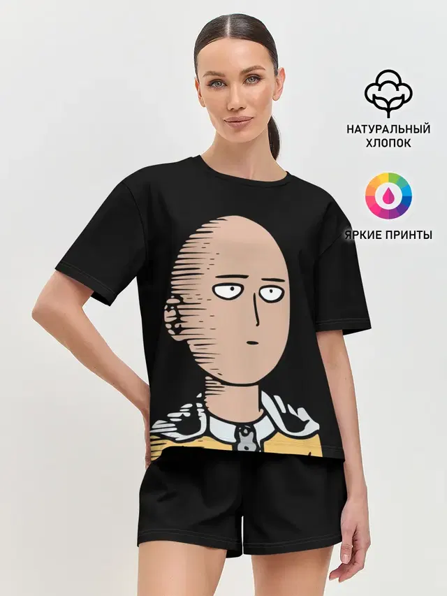 Женская пижама с шортами с принтом «Ванпанчмен — One-Punch Man Ванпачмен»