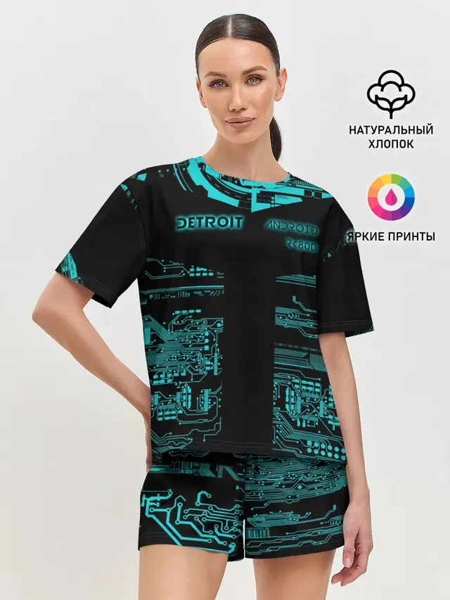 Женская пижама с шортами с принтом «Detroit Become Human»