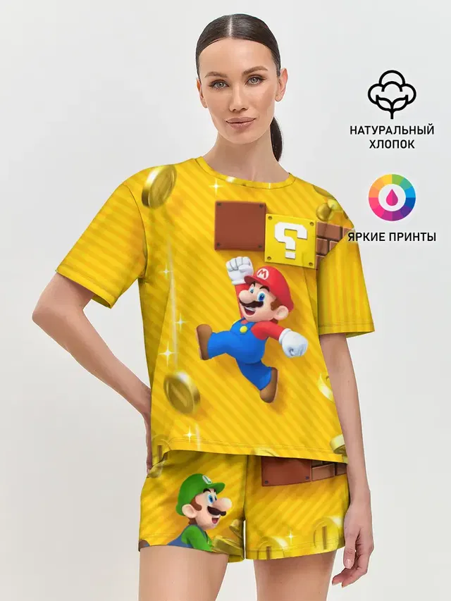 Женская пижама с шортами с принтом «Mario — Супер Марио»