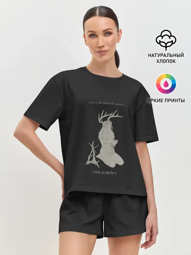 Женская пижама с шортами с принтом «True Detective»