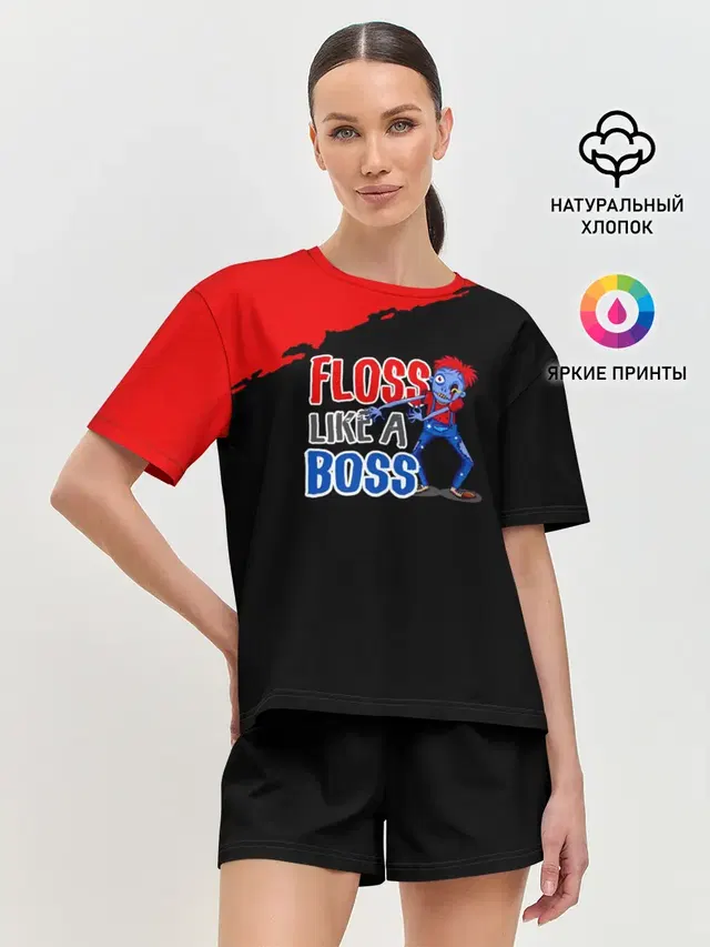 Женская пижама с шортами с принтом «Фортнайт — Floss like a boss»