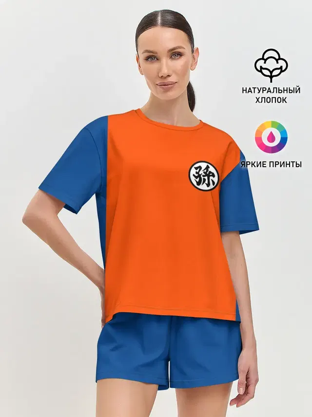 Женская пижама с шортами с принтом «Dragon ball — GOKU KANJI»