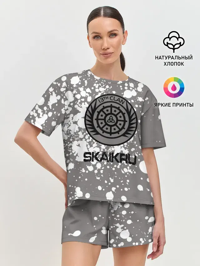 Женская пижама с шортами с принтом «Skaikru»