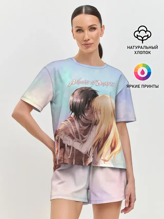 Женская пижама с шортами с принтом «Ангел Кровопролития — ANGELS OF DEATH. Love story»