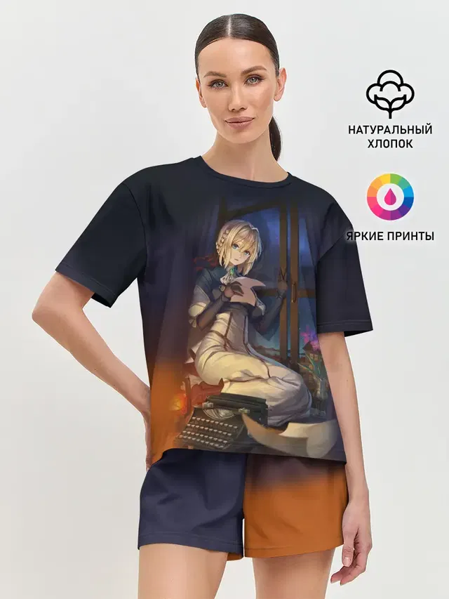 Женская пижама с шортами с принтом «Violet Evergarden»