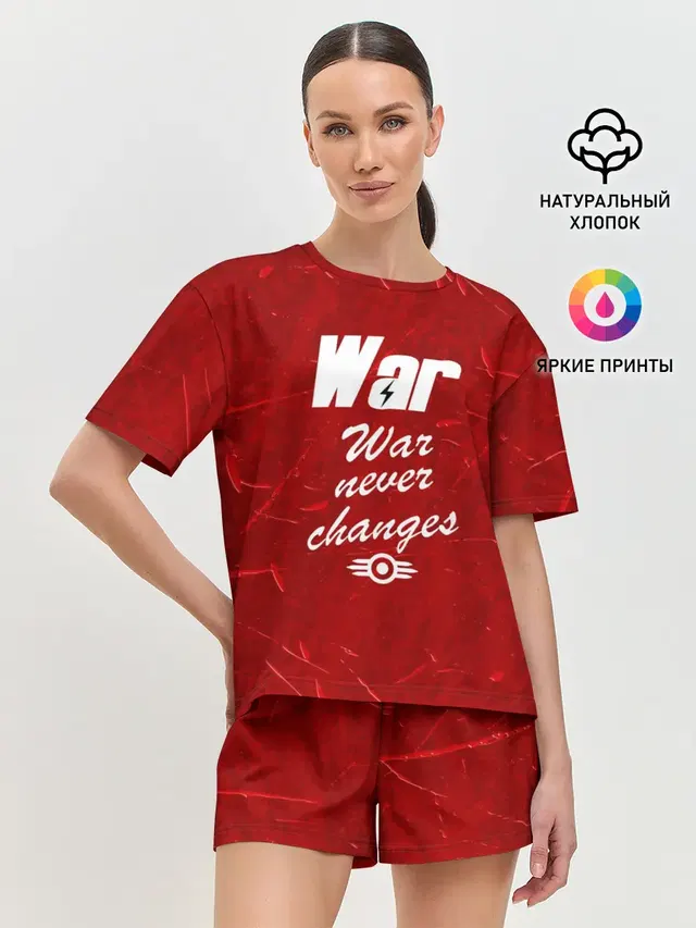 Женская пижама с шортами с принтом «Fallout series — WAR NEVER CHANGES»