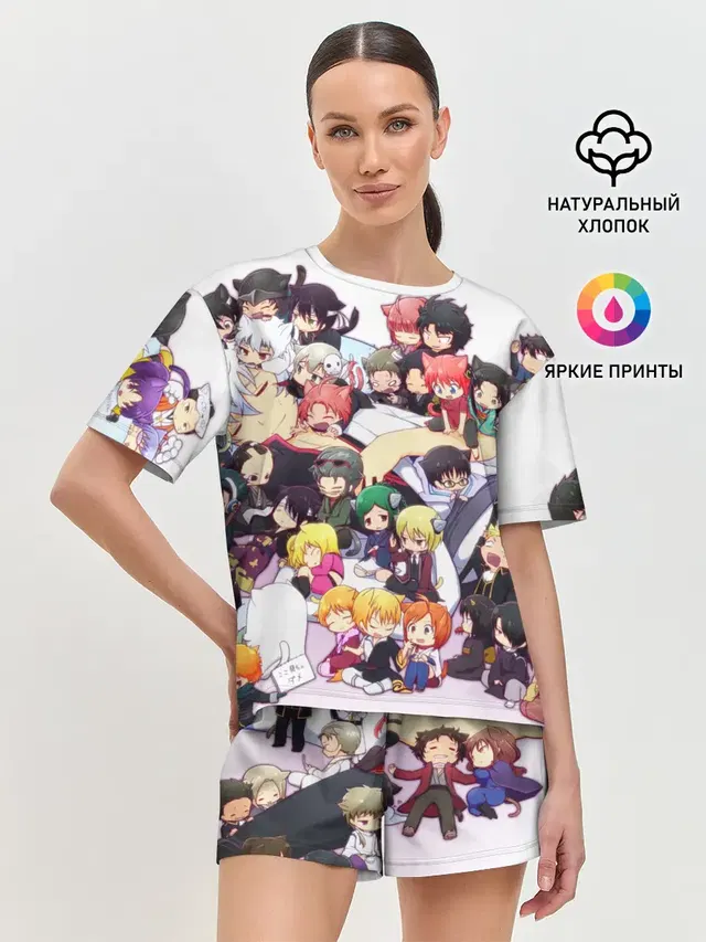 Женская пижама с шортами с принтом «Gintama — Full Gintama»