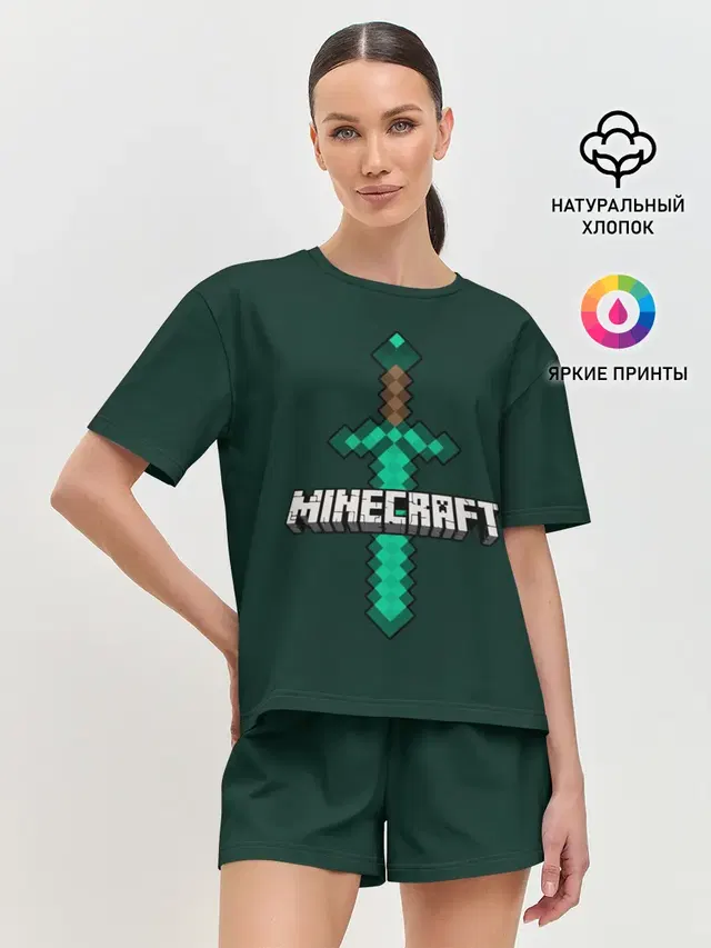 Женская пижама с шортами с принтом «Майнкрафт — Меч Minecraft»