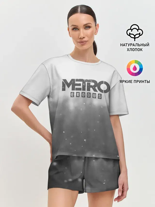 Женская пижама с шортами с принтом «Metro Winter»