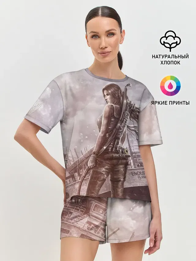 Женская пижама с шортами с принтом «Tomb Raider»