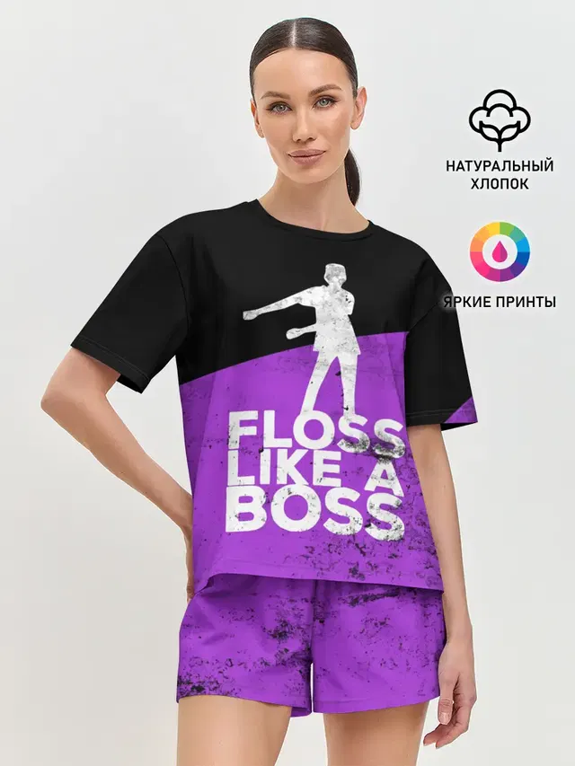 Женская пижама с шортами с принтом «Фортнайт — Floss Like A Boss»