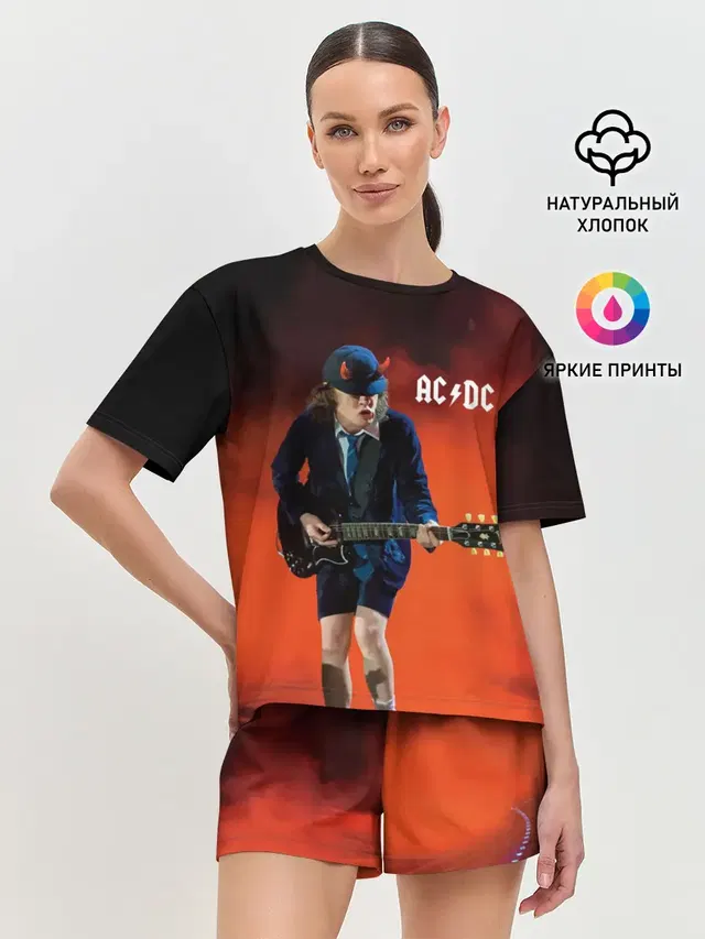 Женская пижама с шортами с принтом «Rock music»