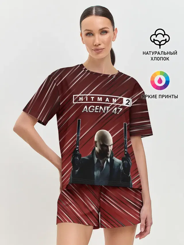 Женская пижама с шортами с принтом «Hitman — Hitman 2 #2»
