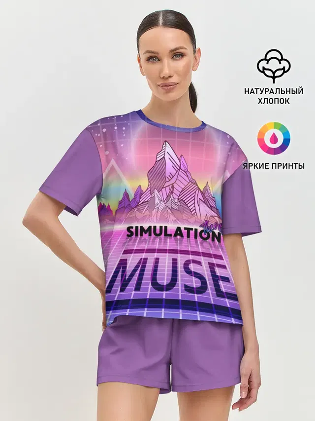 Женская пижама с шортами с принтом «Muse — Simulation Theory. Muse»