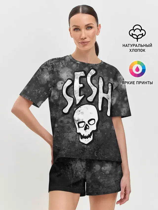 Женская пижама с шортами с принтом «Bones — SESH Team»
