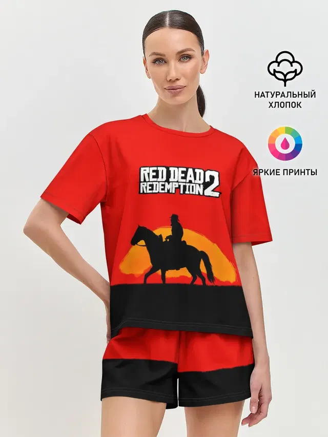 Женская пижама с шортами с принтом «Cowboy — Red Dead Redemption 2»