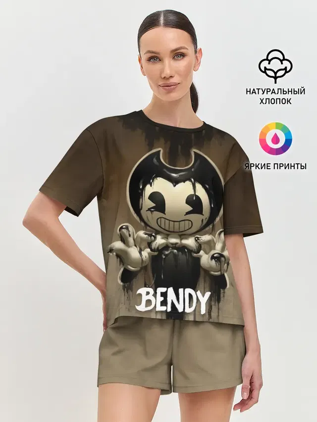Женская пижама с шортами с принтом «Bendy and the ink machine — Bendy»