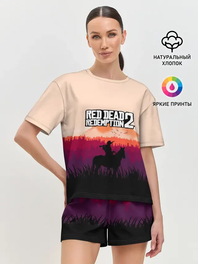 Женская пижама с шортами с принтом «Horse»