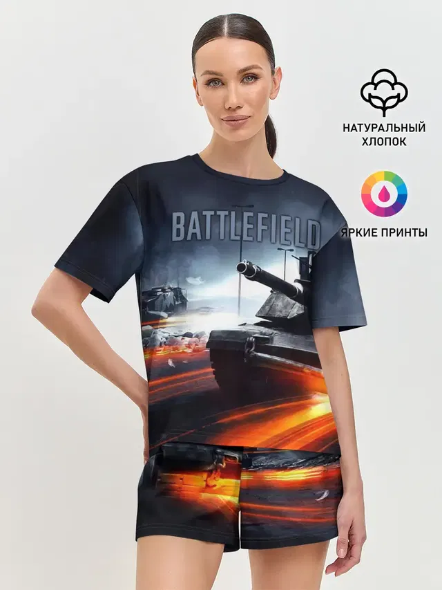 Женская пижама с шортами с принтом «BATTLEFIELD»