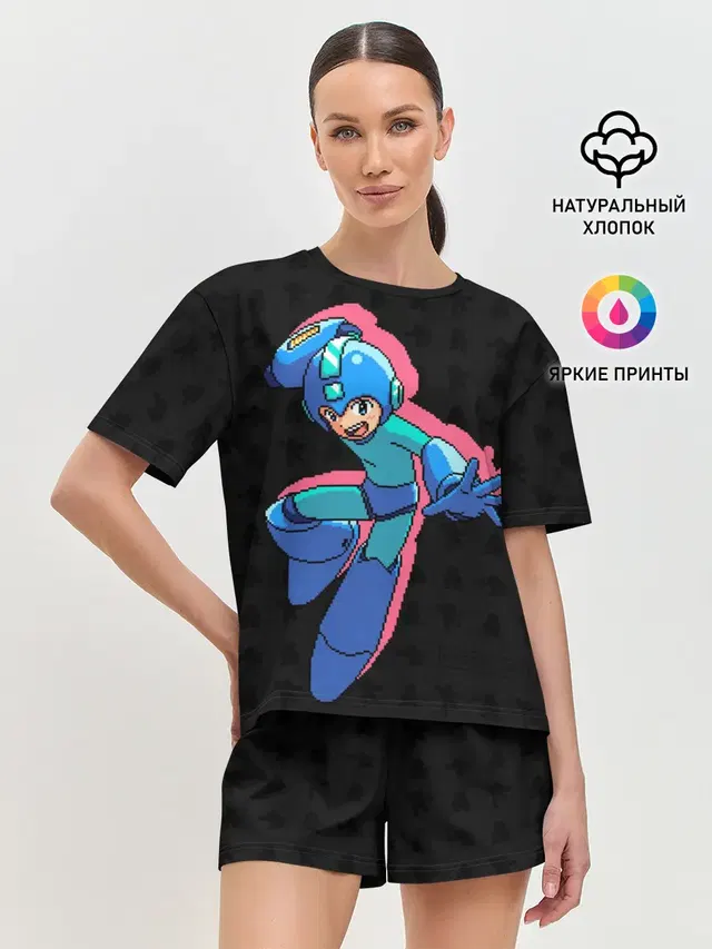 Женская пижама с шортами с принтом «Retro Games — Mega Man»