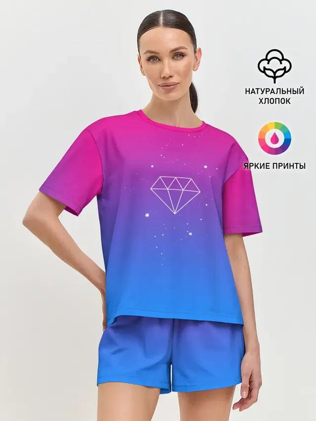 Женская пижама с шортами с принтом «Костюмы — Diamond»