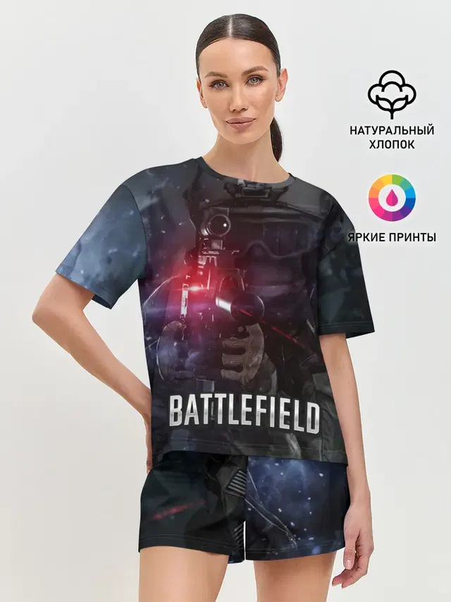 Женская пижама с шортами с принтом «BATTLEFIELD»