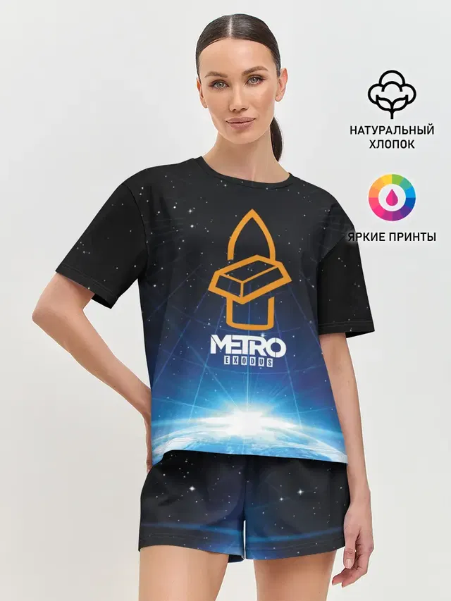Женская пижама с шортами с принтом «Metro»