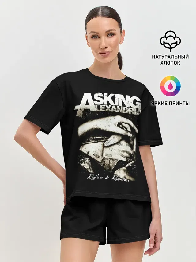Женская пижама с шортами с принтом «Asking Alexandria»