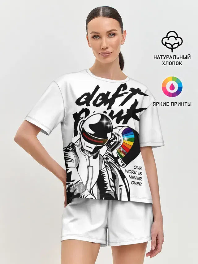 Женская пижама с шортами с принтом «Daft Punk»