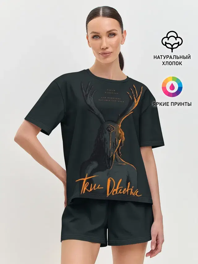 Женская пижама с шортами с принтом «True Detective»